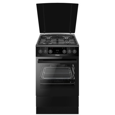 Плита Hansa комбінована, 65л, 50x60см, дисплей, конвекція, чавун, чорний (FCMM58329)