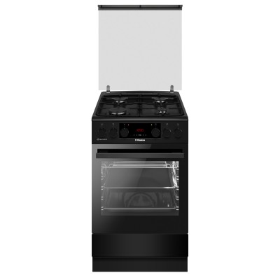 Плита Hansa комбінована, 65л, 50x60см, дисплей, конвекція, чавун, чорний (FCMS593563)