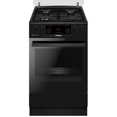 Плита Hansa комбінована, 65л, 50x60см, дисплей, конвекція, чавун, чорний (FCMS593563)