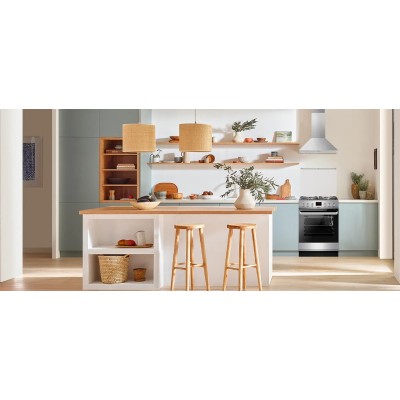 Плита Hansa комбінована, 65л, 60x60см, дисплей, конвекція, чавун, нерж (FCMX69235)