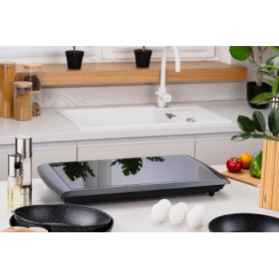 Плитка настільна Ardesto індукційна, конфорок - 2 на 1.3кВт + 1.6кВт горизонт., керування - сенсорне, таймер, чорний (ICS-B217)