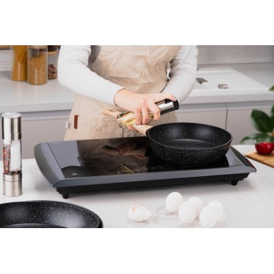 Плитка настільна Ardesto індукційна, конфорок - 2 на 1.3кВт + 1.6кВт горизонт., керування - сенсорне, таймер, чорний (ICS-B217)