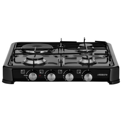 Плитка настільна Ardesto комбінована, тип газу LPG, 3 алюмін. газ. конфорки+ 1 електр. конфорка, чорний (CTC-NS5015B)