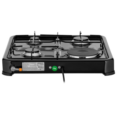 Плитка настільна Ardesto комбінована, тип газу LPG, 3 алюмін. газ. конфорки+ 1 електр. конфорка, чорний (CTC-NS5015B)