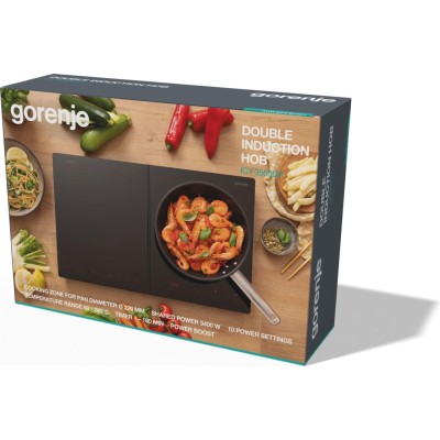 Плитка настільна Gorenje індукційна, комфорок - 2 по 2кВт, керування - сенсорне, таймер, чорний (ICY3500DGP)