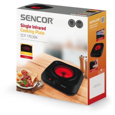 Плитка настільна Sencor електрична, комфорок - 1 на 1.2кВт, керування - мех., Hi - Light, чорний (SCP1763BK)