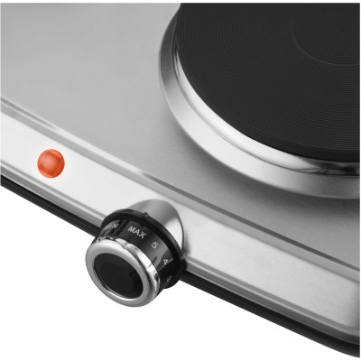 Плитка настільна Sencor електрична, комфорок - 2 на 1.5кВт + 1кВт, 15 і 18 см, керування - мех., нерж. сталь (SCP2256SS)