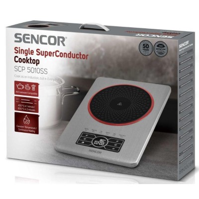 Плитка настільна Sencor індукційна, комфорок - 1 на 1.5кВт, керування - сенсорне, нерж. сталь (SCP5010SS)