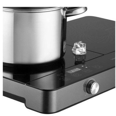 Плитка настільна Sencor індукційна, комфорок - 2 на 1.6 + 1.8кВт, керування - сенсорнено - мех., чорний (SCP4001BK)