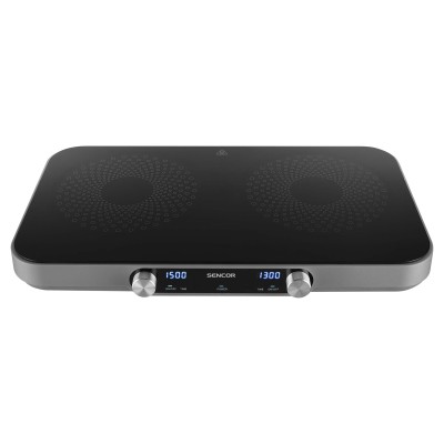 Плитка настільна Sencor індукційна, комфорок - 2 на 2.2 + 1.3кВт, керування - мех., чорний (SCP2803BK)