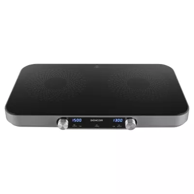 Плитка настільна Sencor індукційна, комфорок - 2 на 2.2 + 1.3кВт, керування - мех., чорний (SCP2803BK)