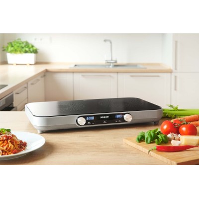 Плитка настільна Sencor індукційна, комфорок - 2 на 2.2 + 1.3кВт, керування - мех., чорний (SCP2803BK)