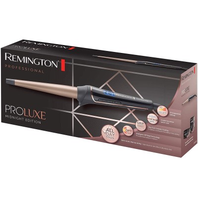 Плойка Remington ProLuxe Midnight Edition, конусна, 37Вт, темп.режимів-10, D-13-25mm, 120-210С, дисплей, кераміка, чорний (CI91W