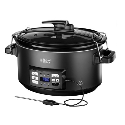 Повільноварка Russell Hobbs SouseVide, 350Вт, чаша-6.5л, електронне керув., 2 щупи, вакууматор, нерж. сталь, чорний (25630-56)