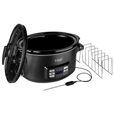 Повільноварка Russell Hobbs SouseVide, 350Вт, чаша-6.5л, електронне керув., 2 щупи, вакууматор, нерж. сталь, чорний (25630-56)