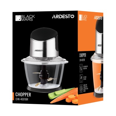 Подрібнювач Ardesto, 400Вт, чаша-1000мл, скло, корпус-пластик/метал, чорно-сріблястий