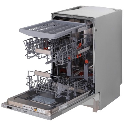 Посудомийна машина Hotpoint вбудована, 10компл., A++, 45см, дисплей, 3й кошик, білий (HSIO3O23WFE)