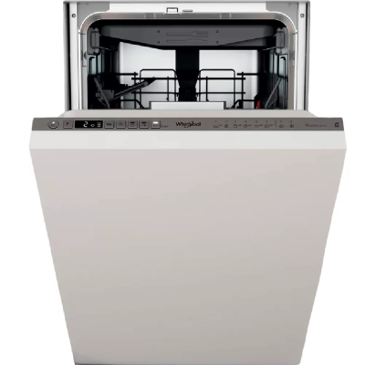 Посудомийна машина Whirlpool вбудована, 10компл., A+++, 45см, дисплей, інвертор, 3й кошик, білий (WSIO3O34PFEX)