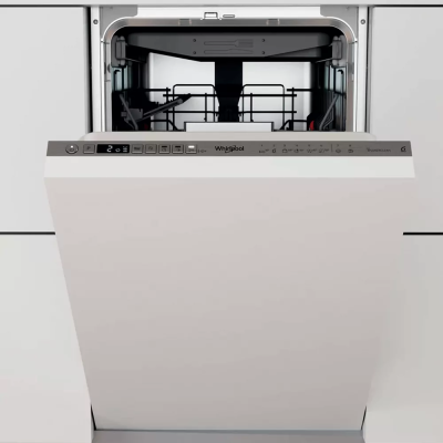 Посудомийна машина Whirlpool вбудована, 10компл., A+++, 45см, дисплей, інвертор, 3й кошик, білий (WSIO3O34PFEX)