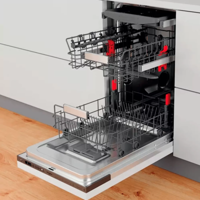 Посудомийна машина Whirlpool вбудована, 10компл., A+++, 45см, дисплей, інвертор, 3й кошик, білий (WSIO3O34PFEX)
