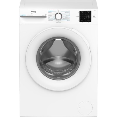 Пральна машина Beko фронтальна, 8кг, 1000, A+++, 55см, дисплей, інвертор, пара, білий (BM1WFSU38033WW)
