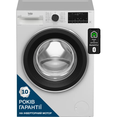 Пральна машина Beko фронтальна, 8кг, 1400, A+++, 55см, дисплей, пар, інвертор, AutoDose, білий (B5WFU58436W)