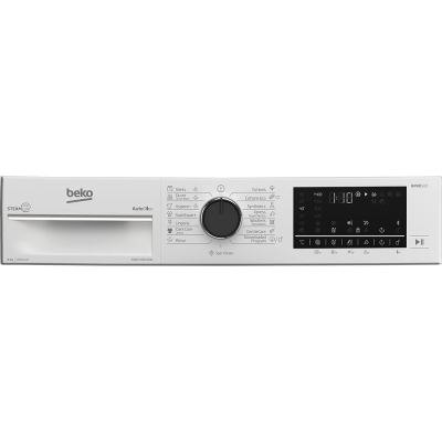 Пральна машина Beko фронтальна, 8кг, 1400, A+++, 55см, дисплей, пар, інвертор, AutoDose, білий (B5WFU58436W)