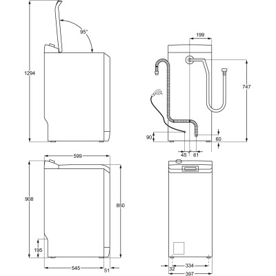 Пральна машина Electrolux вертикальна, 7кг, 1300, A+++, 60см, дисплей, пара, інвертор, білий (EW8T3372U)