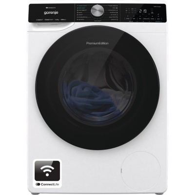 Пральна машина Gorenje фронтальна, 10кг, 1400, A+++, 60см, дисплей, інвертор, пара, Wi-Fi, підсвітка барабану, білий (WNS14A4TWI