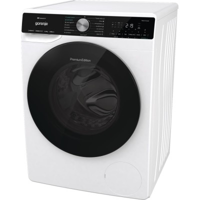 Пральна машина Gorenje фронтальна, 10кг, 1400, A+++, 60см, дисплей, інвертор, пара, Wi-Fi, підсвітка барабану, білий (WNS14A4TWI