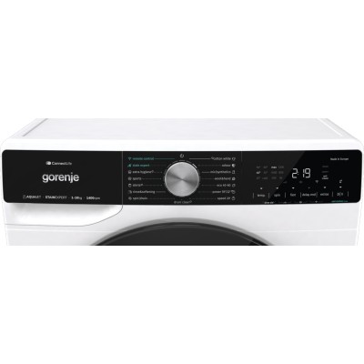 Пральна машина Gorenje фронтальна, 10кг, 1400, A+++, 60см, дисплей, інвертор, пара, Wi-Fi, підсвітка барабану, білий (WNS14A4TWI