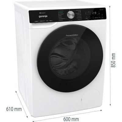Пральна машина Gorenje фронтальна, 10кг, 1400, A+++, 60см, дисплей, інвертор, пара, Wi-Fi, підсвітка барабану, білий (WNS14A4TWI