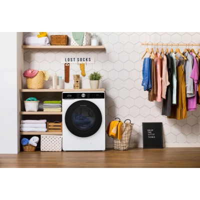 Пральна машина Gorenje фронтальна, 10кг, 1400, A+++, 60см, дисплей, інвертор, пара, Wi-Fi, підсвітка барабану, білий (WNS14A4TWI