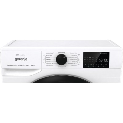 Пральна машина Gorenje фронтальна, 8кг, 1400, A+++, 46,5см, дисплей, інвертор, пара, Wi-Fi, білий (WPNEI84SBSWIFI)