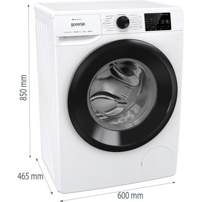 Пральна машина Gorenje фронтальна, 8кг, 1400, A+++, 46,5см, дисплей, інвертор, пара, Wi-Fi, білий (WPNEI84SBSWIFI)