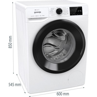 Пральна машина Gorenje фронтальна, 8кг, 1400, A+++, 55см, дисплей, інвертор, пара, Wi-Fi, білий (WPNEI84A1SWIFI)