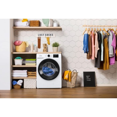 Пральна машина Gorenje фронтальна, 8кг, 1400, A+++, 55см, дисплей, інвертор, пара, Wi-Fi, білий (WPNEI84A1SWIFI)