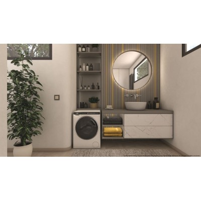 Пральна машина Haier фронтальна, 5кг, 1200, A+++, 44см, дисплей, інвертор, люк чорний, висота 70см, білий (HW50-BP12307)