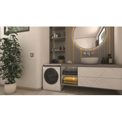 Пральна машина Haier фронтальна, 5кг, 1200, A+++, 44см, дисплей, інвертор, люк чорний, висота 70см, білий (HW50-BP12307)