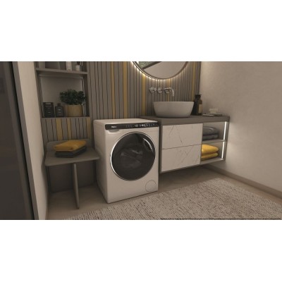 Пральна машина Haier фронтальна, 5кг, 1200, A+++, 44см, дисплей, інвертор, люк чорний, висота 70см, білий (HW50-BP12307)