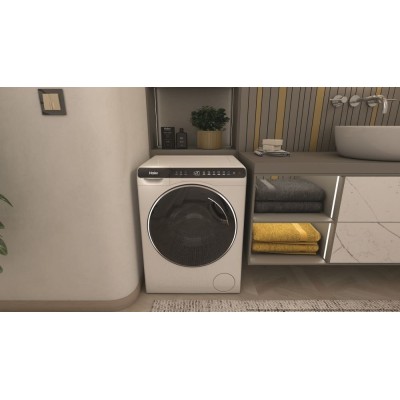 Пральна машина Haier фронтальна, 5кг, 1200, A+++, 44см, дисплей, інвертор, люк чорний, висота 70см, білий (HW50-BP12307)