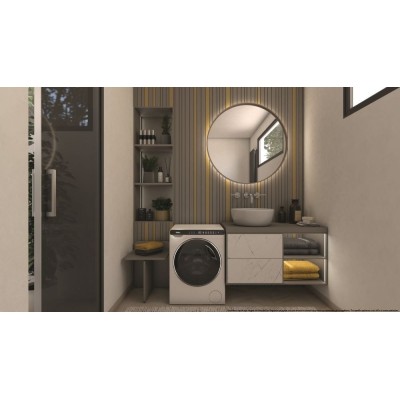 Пральна машина Haier фронтальна, 5кг, 1200, A+++, 44см, дисплей, інвертор, люк чорний, висота 70см, білий (HW50-BP12307)