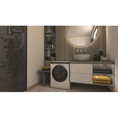 Пральна машина Haier фронтальна, 5кг, 1200, A+++, 44см, дисплей, інвертор, люк чорний, висота 70см, білий (HW50-BP12307)