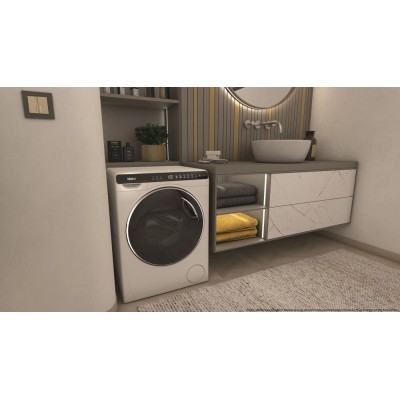 Пральна машина Haier фронтальна, 5кг, 1200, A+++, 44см, дисплей, інвертор, люк чорний, висота 70см, білий (HW50-BP12307)