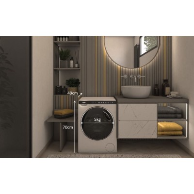 Пральна машина Haier фронтальна, 5кг, 1200, A+++, 44см, дисплей, інвертор, люк чорний, висота 70см, білий (HW50-BP12307)
