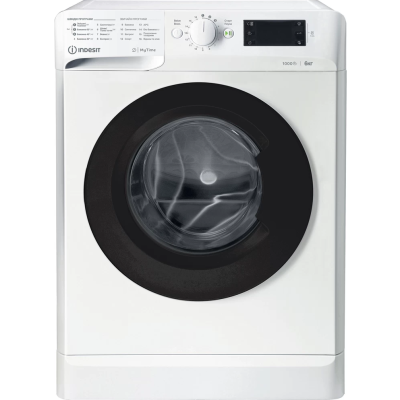 Пральна машина Indesit фронтальна, 6кг, 1000, A+++, 43см, дисплей, люк чорний, білий (OMTWSE61051WKUA)
