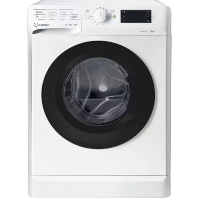Пральна машина Indesit фронтальна, 6кг, 1000, A+++, 43см, дисплей, люк чорний, білий (OMTWSE61051WKUA)