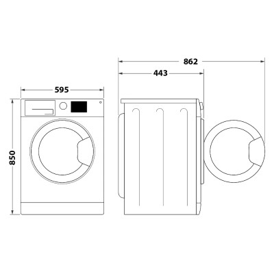 Пральна машина Indesit фронтальна, 6кг, 1200, A+++, 43см, дисплей, інвертор, люк чорний, білий (OMTWSE61293WKUA)