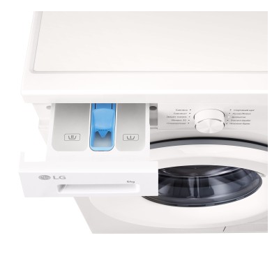 Пральна машина LG фронтальна, 6кг, 1200, A+++, 44см, дисплей, пара, інвертор, білий (F2Y1NS3W)