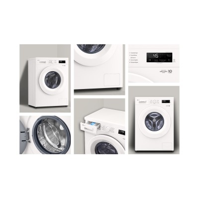 Пральна машина LG фронтальна, 7кг, 1200, A+++, 44см, дисплей, пара, інвертор, білий (F2Y1HS3W)